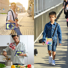 360 Degree Rotation Contrast Color Shockproof Silicone + PC Case with Holder & Hand Grip Strap & Shoulder Strap, For Samsung Galaxy Tab S6 Lite P610/P615, For Samsung Galaxy Tab A 10.1 2019 T515, For Samsung Galaxy Tab A 8.0 2019 T290������������������...