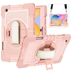 360 Degree Rotation Contrast Color Shockproof Silicone + PC Case with Holder & Hand Grip Strap & Shoulder Strap, For Samsung Galaxy Tab S6 Lite P610/P615, For Samsung Galaxy Tab A 10.1 2019 T515, For Samsung Galaxy Tab A 8.0 2019 T290������������������...