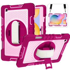 360 Degree Rotation Contrast Color Shockproof Silicone + PC Case with Holder & Hand Grip Strap & Shoulder Strap, For Samsung Galaxy Tab S6 Lite P610/P615, For Samsung Galaxy Tab A 10.1 2019 T515, For Samsung Galaxy Tab A 8.0 2019 T290������������������...