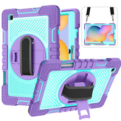 360 Degree Rotation Contrast Color Shockproof Silicone + PC Case with Holder & Hand Grip Strap & Shoulder Strap, For Samsung Galaxy Tab S6 Lite P610/P615, For Samsung Galaxy Tab A 10.1 2019 T515, For Samsung Galaxy Tab A 8.0 2019 T290������������������...