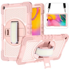 360 Degree Rotation Contrast Color Shockproof Silicone + PC Case with Holder & Hand Grip Strap & Shoulder Strap, For Samsung Galaxy Tab S6 Lite P610/P615, For Samsung Galaxy Tab A 10.1 2019 T515, For Samsung Galaxy Tab A 8.0 2019 T290������������������...