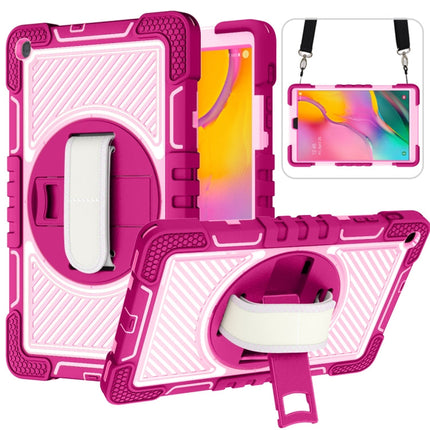 360 Degree Rotation Contrast Color Shockproof Silicone + PC Case with Holder & Hand Grip Strap & Shoulder Strap, For Samsung Galaxy Tab S6 Lite P610/P615, For Samsung Galaxy Tab A 10.1 2019 T515, For Samsung Galaxy Tab A 8.0 2019 T290                  ...