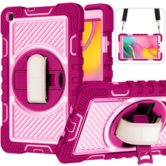 360 Degree Rotation Contrast Color Shockproof Silicone + PC Case with Holder & Hand Grip Strap & Shoulder Strap, For Samsung Galaxy Tab S6 Lite P610/P615, For Samsung Galaxy Tab A 10.1 2019 T515, For Samsung Galaxy Tab A 8.0 2019 T290������������������...