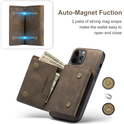 DG.MING M1 Series 3-Fold Multi Card Wallet + Magnetic Back Cover Shockproof Case with Holder Function