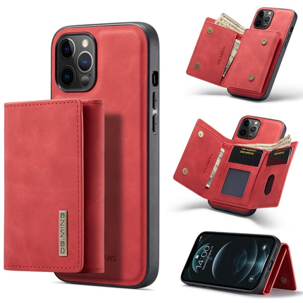DG.MING M1 Series 3-Fold Multi Card Wallet + Magnetic Back Cover Shockproof Case with Holder Function