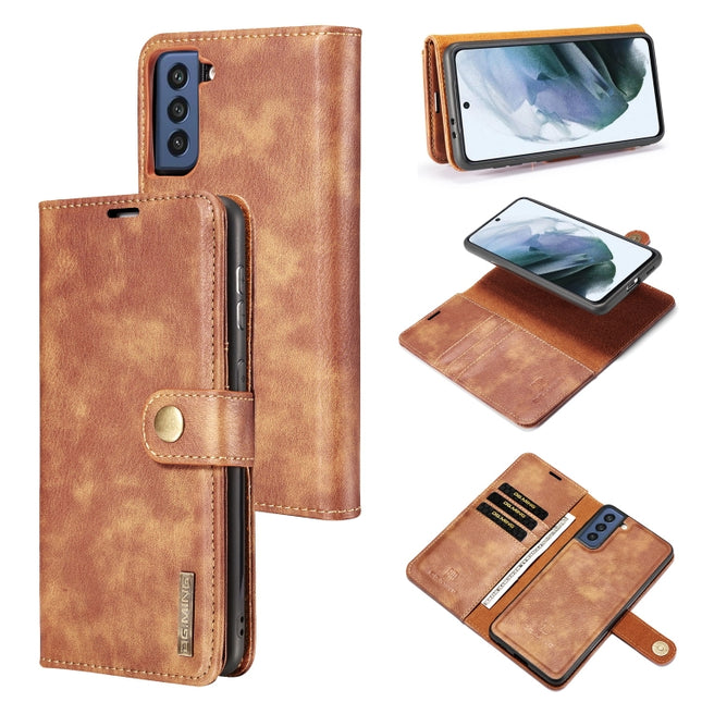 DG.MING Crazy Horse Texture Flip Detachable Magnetic Leather Case with Holder & Card Slots & Wallet, For Samsung Galaxy S21 FE