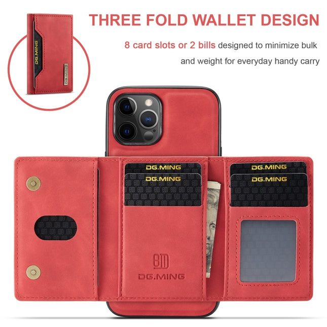 DG.MING M2 Series 3-Fold Multi Card Bag + Magnetic Back Cover Shockproof Case with Wallet & Holder Function