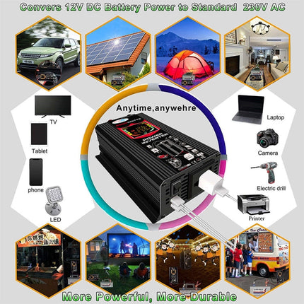 Tang III Generation 12V to 220V 6000W Car Power Inverter with LCD Display & Dual USB, 12V to 220V
