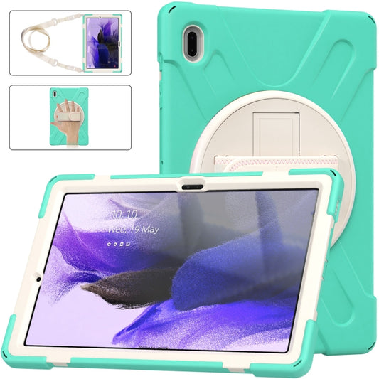 Silicone + PC Protective Case with Holder & Shoulder Strap, For Samsung Galaxy Tab S7 FE 5G 12.4 T730, For Samsung Galaxy Tab S7 FE T730 / S7+ / S9+ /S8+