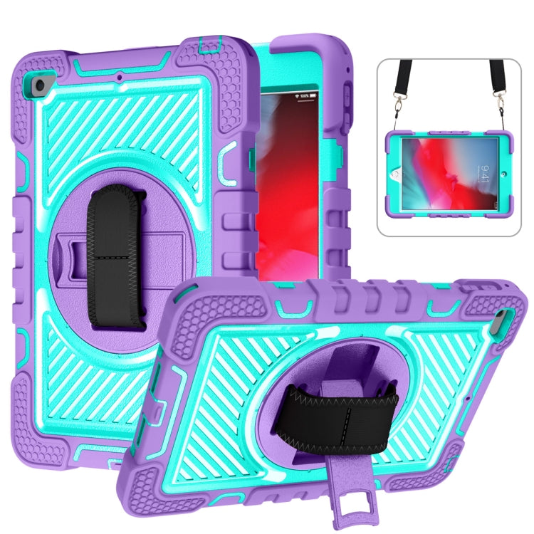 360 Degree Rotation Contrast Color Shockproof Silicone + PC Case with Holder & Hand Grip Strap & Shoulder Strap, For iPad mini (2019) / 4, For Samsung Galaxy Tab A7 10.4 (2020) T500/T505