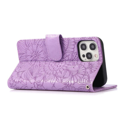 Skin Feel Embossed Sunflower Horizontal Flip Leather Case with Holder & Card Slots & Wallet & Lanyard, For iPhone 12, For iPhone 12 Mini, For iPhone 12 Pro, For iPhone 12 Pro Max