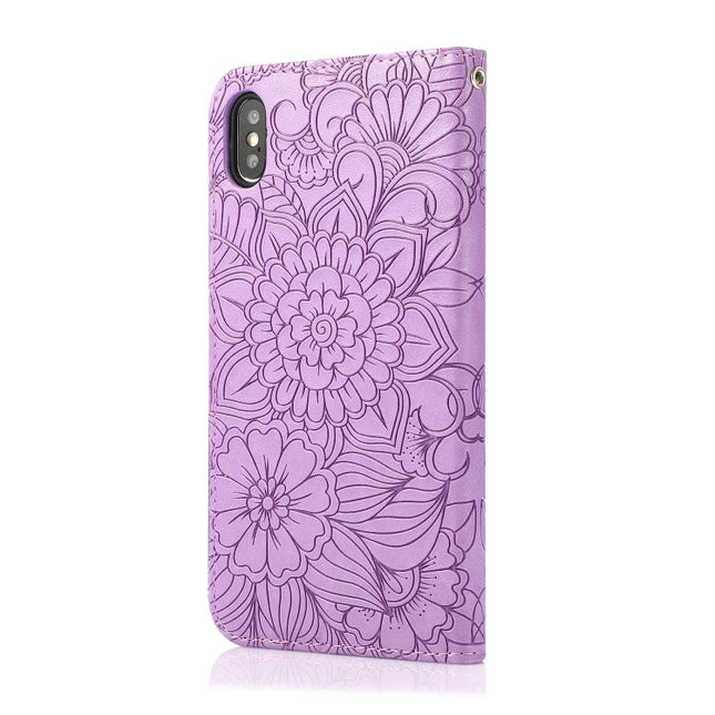 Skin Feel Embossed Sunflower Horizontal Flip Leather Case with Holder & Card Slots & Wallet & Lanyard, For iPhone X / XS, For iPhone XS Max, For iPhone 6 / 6s, For iPhone 6 Plus / 6s Plus