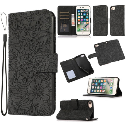 Skin Feel Embossed Sunflower Horizontal Flip Leather Case with Holder & Card Slots & Wallet & Lanyard, For iPhone X / XS, For iPhone XS Max, For iPhone 6 / 6s, For iPhone 6 Plus / 6s Plus