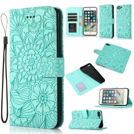 Skin Feel Embossed Sunflower Horizontal Flip Leather Case with Holder & Card Slots & Wallet & Lanyard, For iPhone 7 Plus / 8 Plus, For iPhone 7 / 8 / SE(2020)