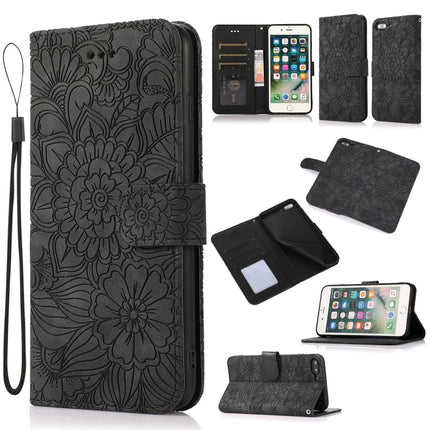 Skin Feel Embossed Sunflower Horizontal Flip Leather Case with Holder & Card Slots & Wallet & Lanyard, For iPhone 7 Plus / 8 Plus, For iPhone 7 / 8 / SE(2020)
