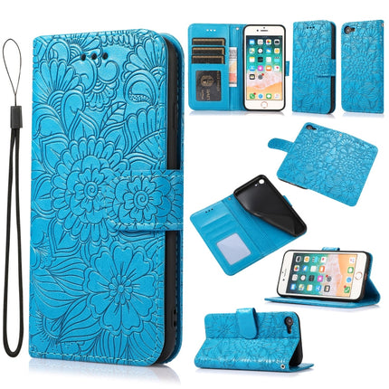 Skin Feel Embossed Sunflower Horizontal Flip Leather Case with Holder & Card Slots & Wallet & Lanyard, For iPhone 7 Plus / 8 Plus, For iPhone 7 / 8 / SE(2020)