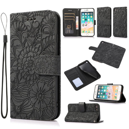 Skin Feel Embossed Sunflower Horizontal Flip Leather Case with Holder & Card Slots & Wallet & Lanyard, For iPhone 7 Plus / 8 Plus, For iPhone 7 / 8 / SE(2020)
