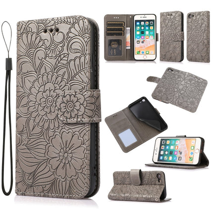 Skin Feel Embossed Sunflower Horizontal Flip Leather Case with Holder & Card Slots & Wallet & Lanyard, For iPhone 7 Plus / 8 Plus, For iPhone 7 / 8 / SE(2020)