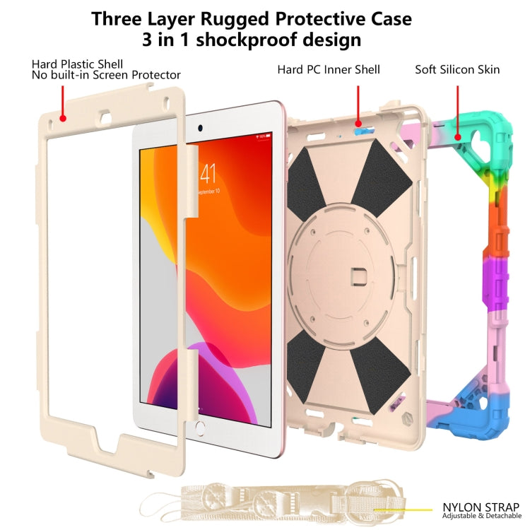 Contrast Color Robot Shockproof Silicon + PC Protective Case with Holder & Shoulder Strap, For iPad 9.7 (2018) & (2017) / Air 2 / Air