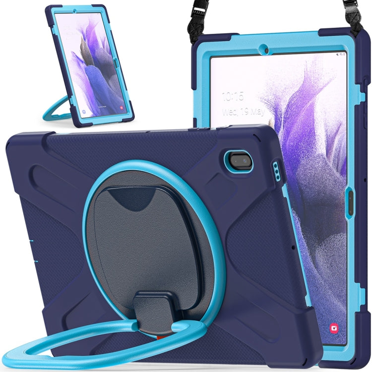 Silicone + PC Protective Case with Holder & Shoulder Strap, For Samsung Galaxy Tab S7 FE T730