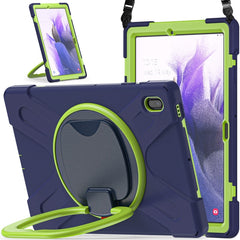 Silicone + PC Protective Case with Holder & Shoulder Strap, For Samsung Galaxy Tab S7 FE T730