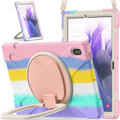 Silicone + PC Protective Case with Holder & Shoulder Strap, For Samsung Galaxy Tab S7 FE T730