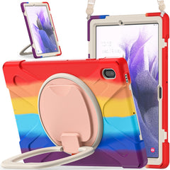 Silicone + PC Protective Case with Holder & Shoulder Strap, For Samsung Galaxy Tab S7 FE T730