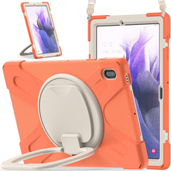 Silicone + PC Protective Case with Holder & Shoulder Strap, For Samsung Galaxy Tab S7 FE T730