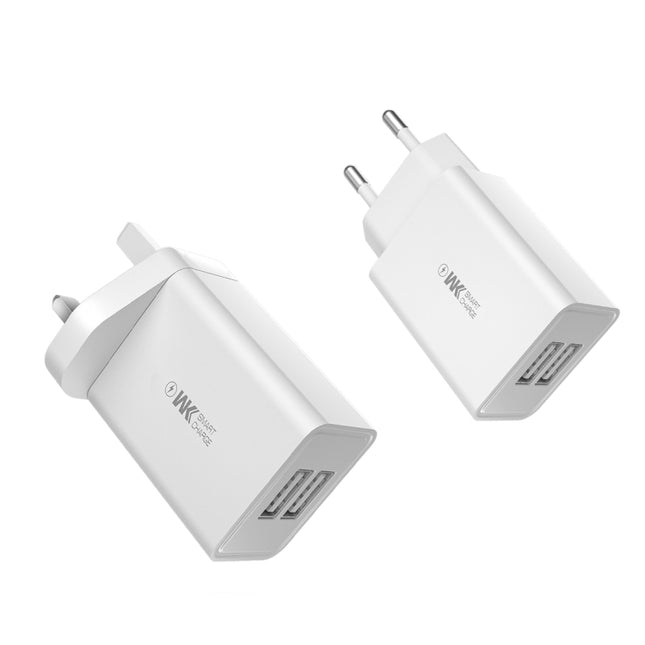 WK WP-U56 2A Dual USB Fast Charging Travel Charger Power Adapter,, EU Plug, UK Plug