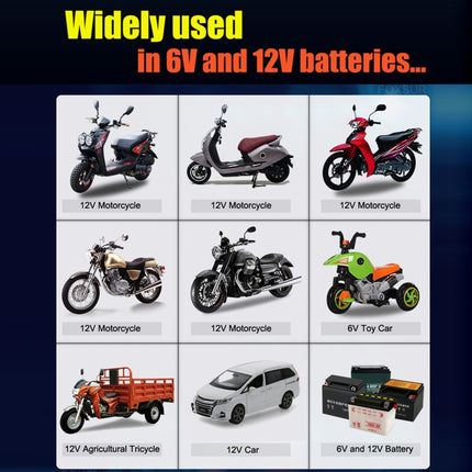 FOXSUR 2A / 6V / 12V Car / Motorcycle 3-stage Full Smart Battery Charger, 2A, US Plug, 2A, EU Plug, 2A, UK Plug