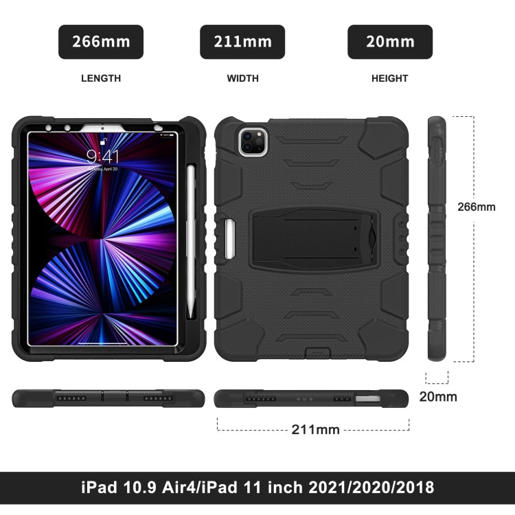 3-Layer Protection Screen Frame + PC + Silicone Shockproof Combination Case with Holder, For iPad Pro 11 2022 / 2021 / 2020 / 2018, For iPad Air 4 10.9 inch 2020