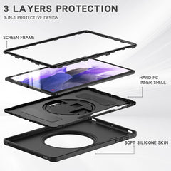 360 Degree Rotation PC+TPU Protective Cover with Holder & Hand Strap, For Samsung Galaxy Tab S7 FE 12.4 inch T730