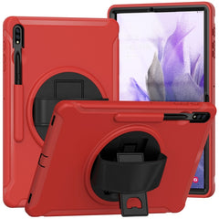 360 Degree Rotation PC+TPU Protective Cover with Holder & Hand Strap, For Samsung Galaxy Tab S7 FE 12.4 inch T730