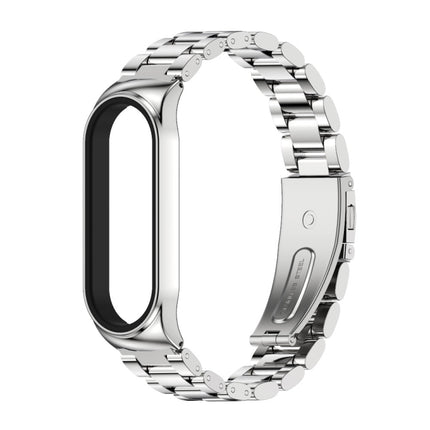 For Xiaomi Mi Band 6 / 5 / 4 / 3 CS Metal Three Bead Stainless Steel Replacement Watchband