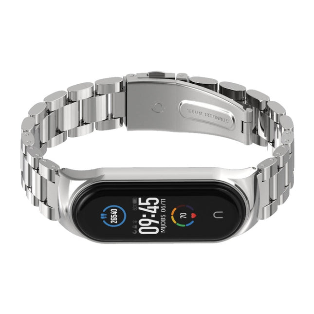 For Xiaomi Mi Band 6 / 5 CS Mijobs CS Metal Three Bead Stainless Steel Watch Band