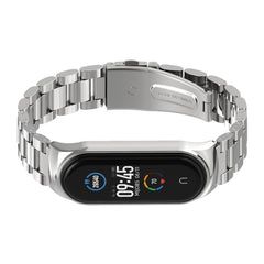 For Xiaomi Mi Band 6 / 5 / 4 / 3 CS Metal Three Bead Stainless Steel Replacement Watchband