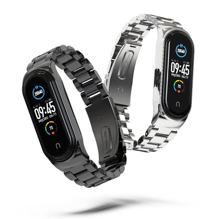 For Xiaomi Mi Band 6 / 5 CS Mijobs CS Metal Three Bead Stainless Steel Watch Band
