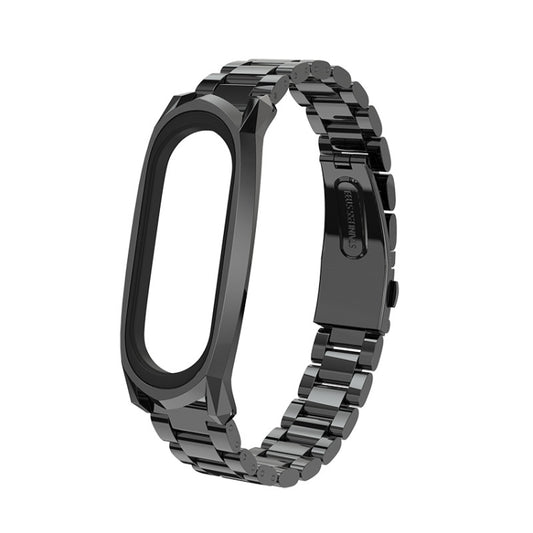 For Xiaomi Mi Band 6 / 5 / 4 / 3 Mijobs Three Beads Metal GT Stainless Steel Replacement Watchband