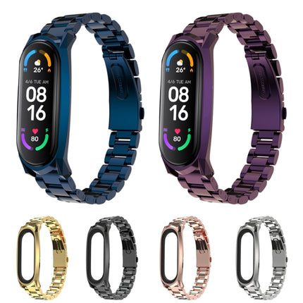 For Xiaomi Mi Band 6 / 5 / 4 / 3 Mijobs Three Beads Metal GT Stainless Steel Replacement Watchband