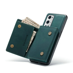 DG.MING M1 Series 3-Fold Multi Card Wallet + Magnetic Back Cover Shockproof Case with Holder Function, For OnePlus 9 Pro, For OnePlus 9 (EU/NA)