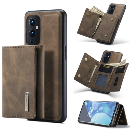 DG.MING M1 Series 3-Fold Multi Card Wallet + Magnetic Back Cover Shockproof Case with Holder Function