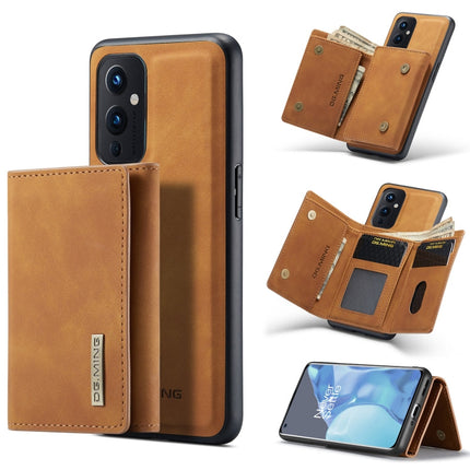 DG.MING M1 Series 3-Fold Multi Card Wallet + Magnetic Back Cover Shockproof Case with Holder Function, For OnePlus 9 Pro, For OnePlus 9 (EU/NA)