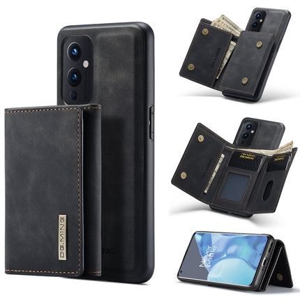 DG.MING M1 Series 3-Fold Multi Card Wallet + Magnetic Back Cover Shockproof Case with Holder Function