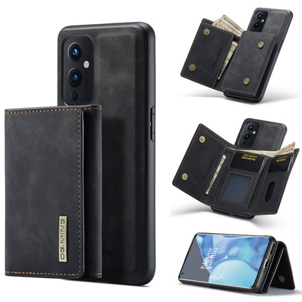DG.MING M1 Series 3-Fold Multi Card Wallet + Magnetic Back Cover Shockproof Case with Holder Function, For OnePlus 9 Pro, For OnePlus 9 (EU/NA)