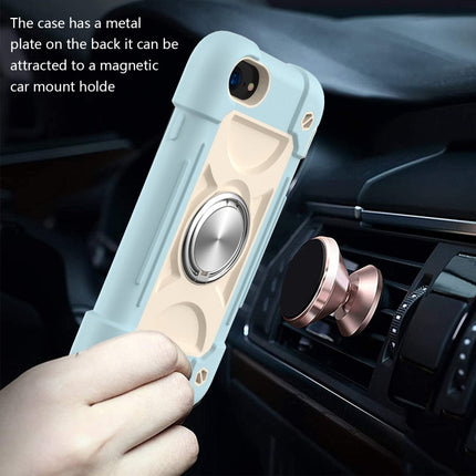Shockproof Silicone + PC Protective Case with Dual-Ring Holder, For iPhone 6/6s/7/8/SE 2022 / SE 2020, For iPhone 6 Plus/6s Plus/7 Plus/8 Plus