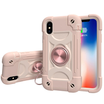 Shockproof Silicone + PC Protective Case with Dual-Ring Holder, For iPhone X / XS, For iPhone XR