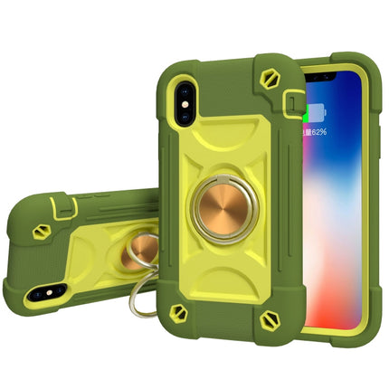 Shockproof Silicone + PC Protective Case with Dual-Ring Holder, For iPhone X / XS, For iPhone XR