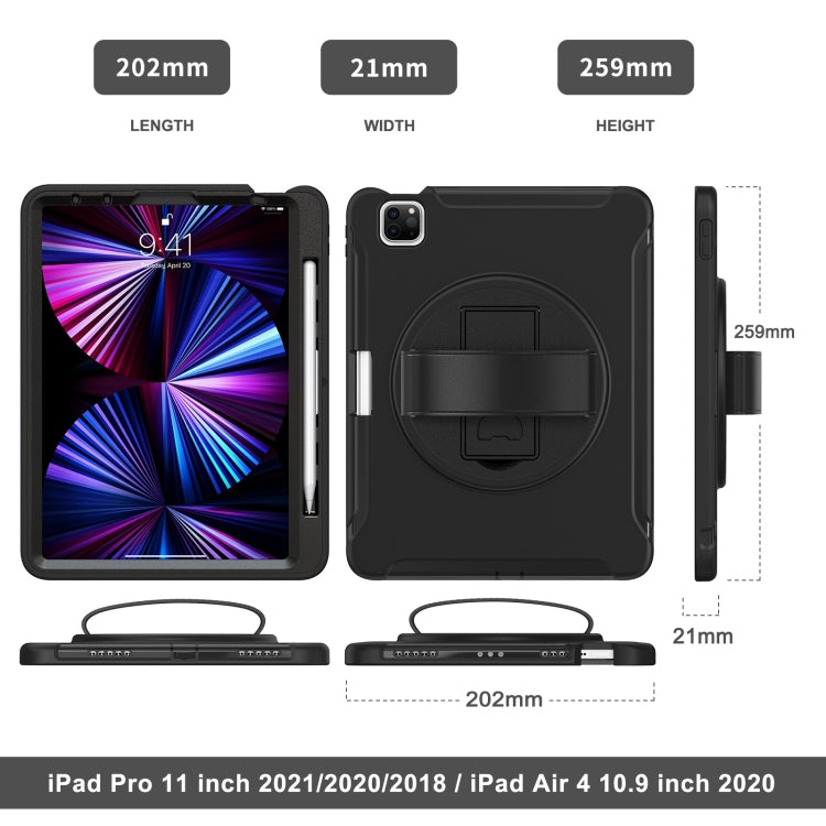 Shockproof TPU + PC Protective Case with 360 Degree Rotation Foldable Handle Grip Holder & Pen Slot, For iPad Pro 11 2022 / 2021 / 2020 / 2018