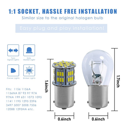 1 Pair E0052 9-14V 1156-54SMD-2835 6000K 1080LM White Light Car Decoding Turn Signal Reversing Light