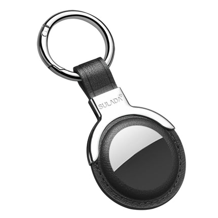 SULADA Leather Protective Cover Case with Switchable Keychain Ring For AirTag 2nd Gen / AirTag 1st Gen